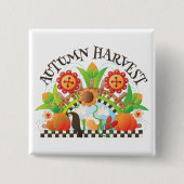 秋の収穫フォークアートパンプキンアンドサンフラワー秋 缶バッジ (正面)