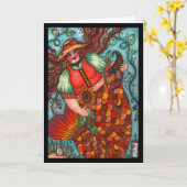 秋の収穫マーメイドカード カード (黄色い花)