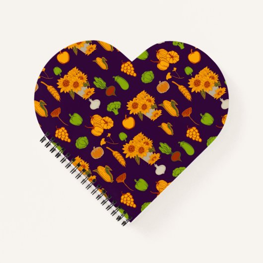 秋の収穫健康な野菜と果物のレギンス ノートブック (正面)