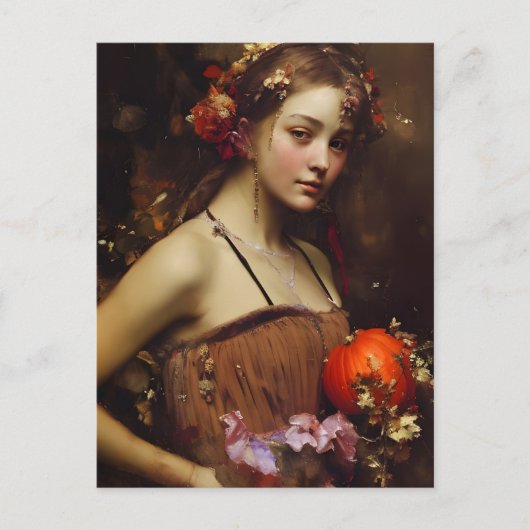 秋の収穫女神はがき ポストカード (正面)