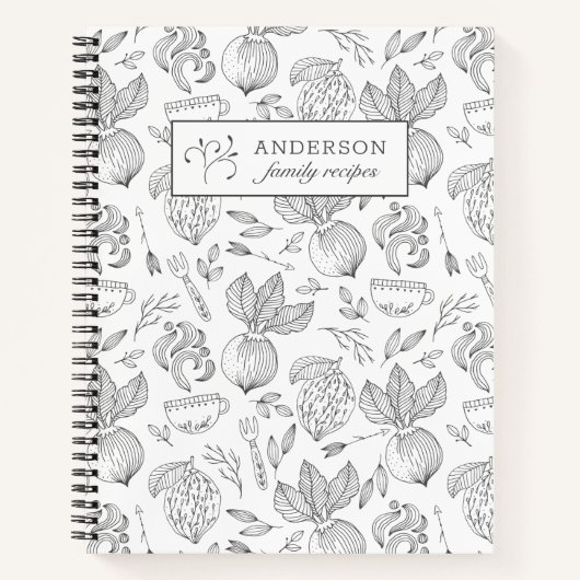 秋の収穫家パーソナライズされた族レシピ本 ノートブック (正面)