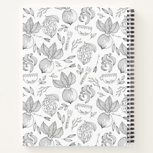 秋の収穫家パーソナライズされた族レシピ本 ノートブック (裏面)