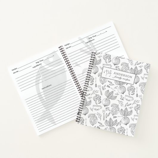 秋の収穫家パーソナライズされた族レシピ本 ノートブック (内部)