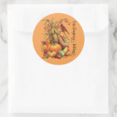 秋の収穫幸せな感謝祭オレンジのシール ラウンドシール (バッグ)