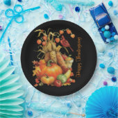 秋の収穫幸せな感謝祭ブラックプレート ペーパープレート (パーティー)