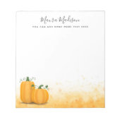 秋の収穫感謝型カボチャパーソナライズされた ノートパッド (正面)