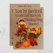 秋の収穫感謝祭の食事への招待 招待状 (正面/裏面)