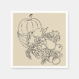 秋の収穫感謝祭イラストレーション スタンダードカクテルナプキン