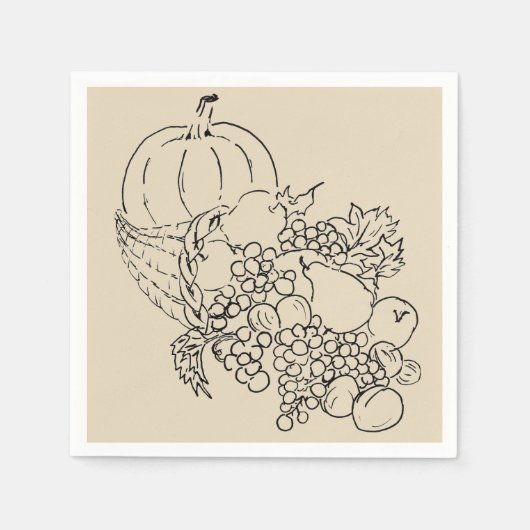 秋の収穫感謝祭イラストレーション スタンダードカクテルナプキン (正面)