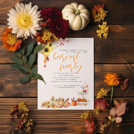 秋の収穫感謝祭ディナーパーティー 招待状
