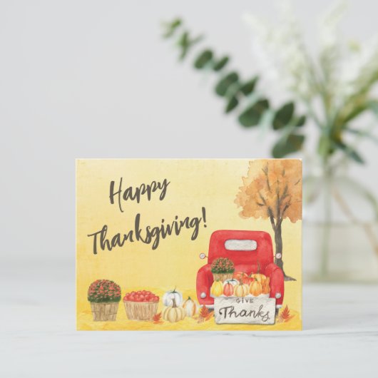秋の収穫感謝祭トラックビジネス ポストカード (スタンド正面)
