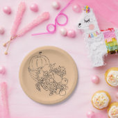 秋の収穫感謝祭ピーチ ペーパープレート (パーティー)
