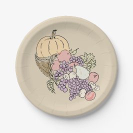 秋の収穫感謝祭絵画の ペーパープレート