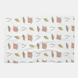 秋の収穫期のドードルかわいらし感謝祭 キッチンタオル