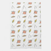 秋の収穫期のドードルかわいらし感謝祭 キッチンタオル (縦)