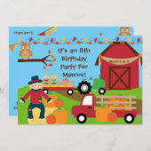 秋の収穫期の誕生日パーティーへの招待 招待状 (正面/裏面)