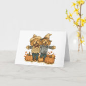 秋の収穫期ゴールデンドールドッグス カード (黄色い花)