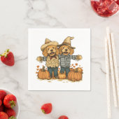 秋の収穫期ゴールデンドールドッグス スタンダードカクテルナプキン (インサイチュ)