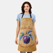 秋の収穫果実芸術とカスタム文字 エプロン (着用した状態)
