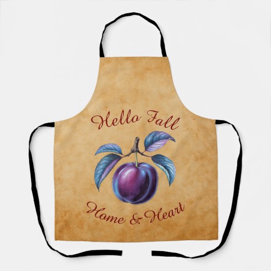 秋の収穫果実芸術とカスタム文字 エプロン (正面)