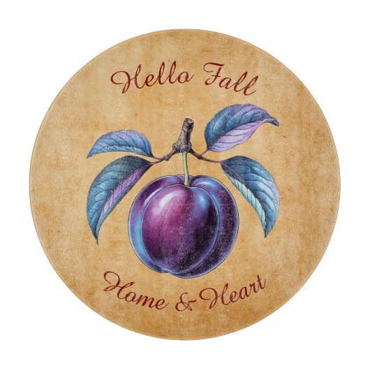 秋の収穫果実芸術とカスタム文字 カッティングボード (正面)