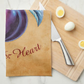 秋の収穫果実芸術とカスタム文字 キッチンタオル (四つ折り)