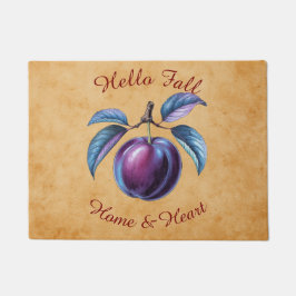 秋の収穫果実芸術とカスタム文字 ドアマット