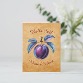 秋の収穫果実芸術とカスタム文字 ポストカード (スタンド正面)