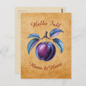 秋の収穫果実芸術とカスタム文字 ポストカード (正面/裏面)