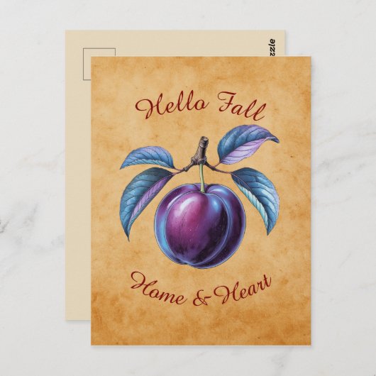秋の収穫果実芸術とカスタム文字 ポストカード (正面/裏面)