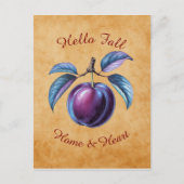 秋の収穫果実芸術とカスタム文字 ポストカード (正面)