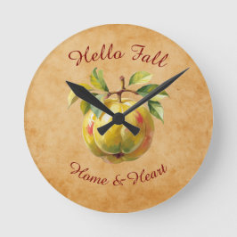 秋の収穫果実芸術とカスタム文字 ラウンド壁時計