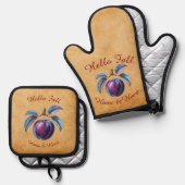 秋の収穫果実芸術とカスタム文字 鍋つかみ&鍋敷きセット (正面/裏面)