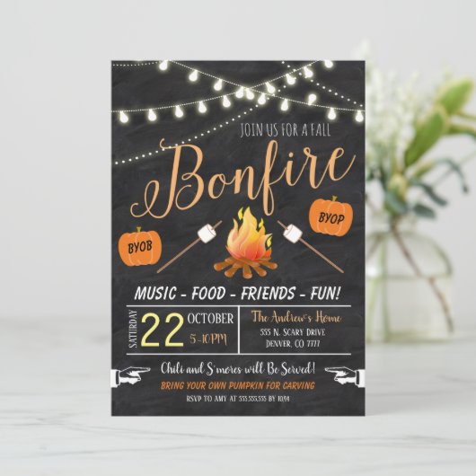 秋の収穫焚き火パーティーのご案内 招待状 (スタンド正面)