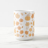 秋の収穫用カボチャと葉パステルパターン コーヒーマグカップ (中央)