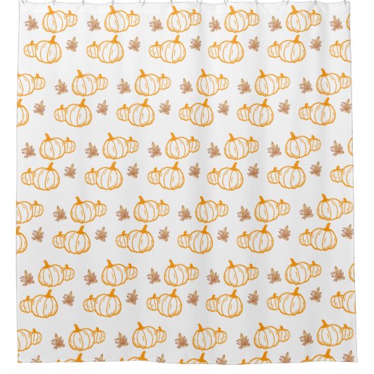 秋の収穫用カボチャと葉 シャワーカーテン (正面)
