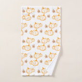 秋の収穫用カボチャと葉 バスタオルセット (ハンドタオル)