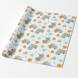 秋の収穫用カボチャのワゴンパターン ラッピングペーパー