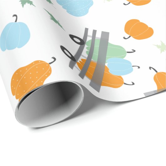 秋の収穫用カボチャのワゴンパターン ラッピングペーパー (ロールコーナー)