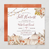 秋の収穫祭、秋祭り、秋のコミュニティイベント 招待状 (正面/裏面)