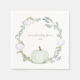 秋の収穫緑と白かぼちゃ スタンダードカクテルナプキン