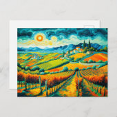 秋の収穫色のブドウ畑 シーズンポストカード (正面/裏面)