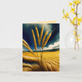 秋の収穫草原金ゴールド折り畳みグリーティングカード カード (黄色い花)
