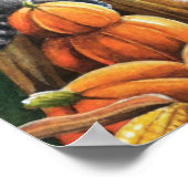 秋の収穫赤いキツネラクーンウォーターカラー11x14 ポスター (角)