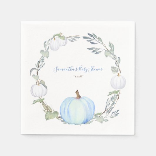 秋の収穫青と白かぼちゃ スタンダードカクテルナプキン (正面)