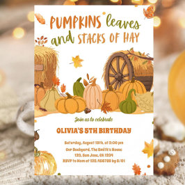 秋の収穫 かぼちゃの葉 ヒノキの山積み 招待状