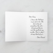 秋の収穫 - かぼちゃ、花、そしてキャンドル カード (内部)