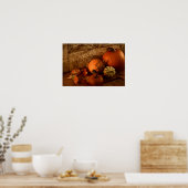 秋の収穫/カボチャとグルドのドア ポスター (キッチン)