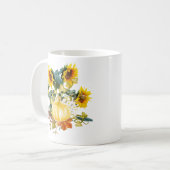 秋の収穫 カボチャとヒマワリのマグカップ コーヒーマグカップ (正面左)