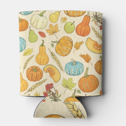 秋の収穫:カボチャと離れのパターン 缶クーラー (裏面)